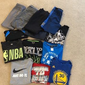 Lot of boys pants/shorts/tee shirt size 10/12, a couple 8, and 12/14.